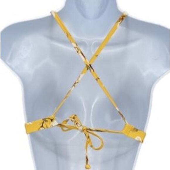 Swimsuit Classic Style Dogwood Floral Bikini Set in Yellow and White Size Small - Picture 6 of 9
